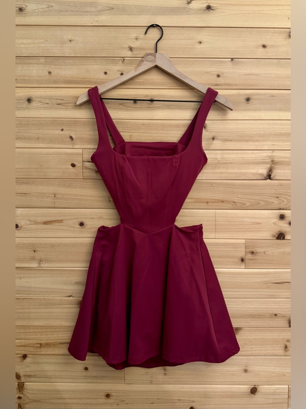 POPFLEX Small Burgundy Cut It Out Mini Activewear Dress